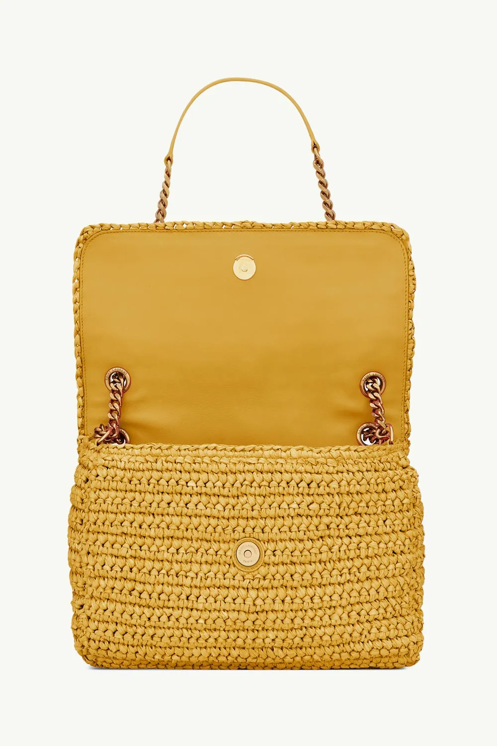 SAINT LAURENT Medium Monogram Niki Shoulder Bag in Yellow Raffia x Leather with Bronze Hardware 3