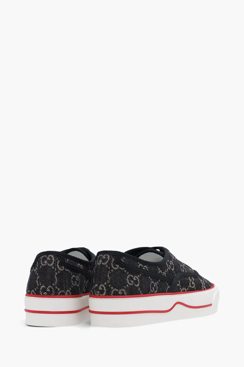 GUCCI Men GG Supreme Tennis 1977 Retro Sneakers in Black/Ivory Denim 2