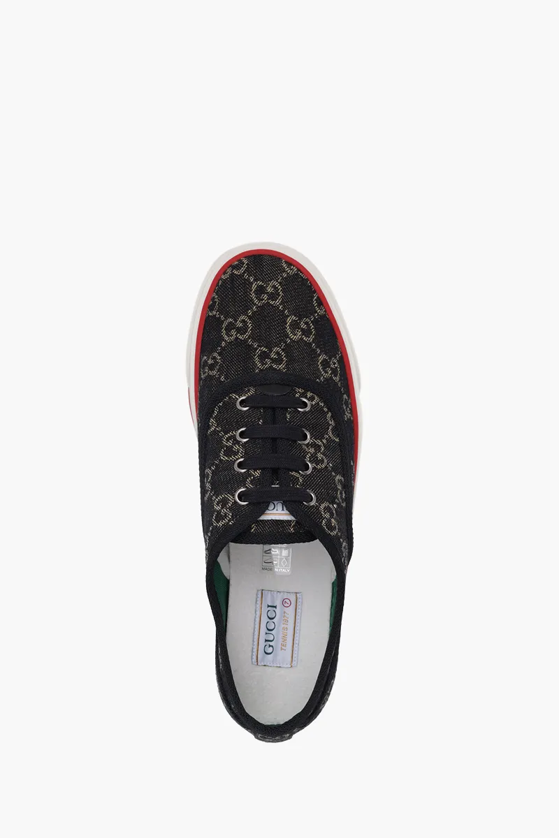 GUCCI Men GG Supreme Tennis 1977 Retro Sneakers in Black/Ivory Denim 3