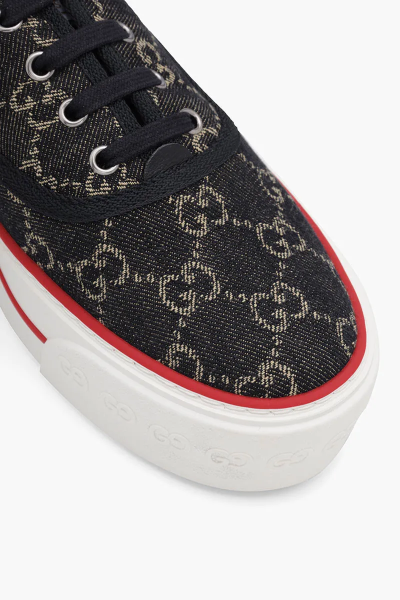 GUCCI Men GG Supreme Tennis 1977 Retro Sneakers in Black/Ivory Denim 4