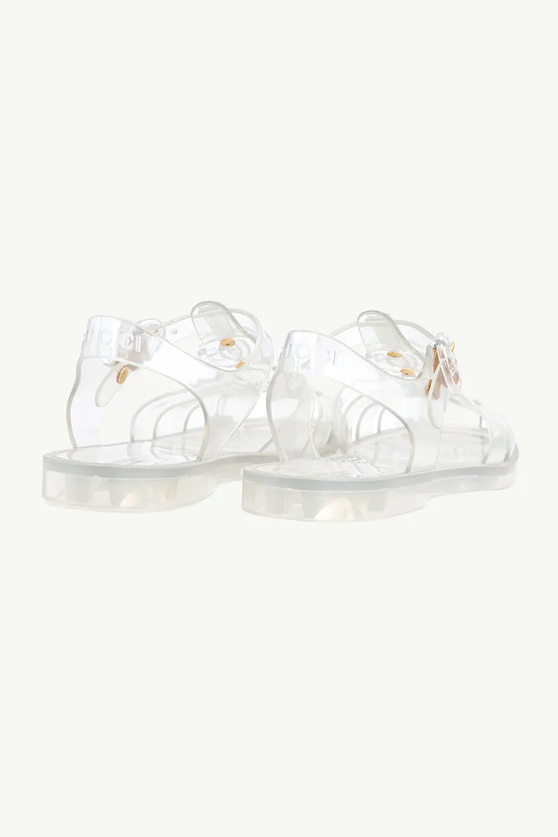 GUCCI Women GG Ankle Buckle Flat Sandals in Transparent Rubber 2