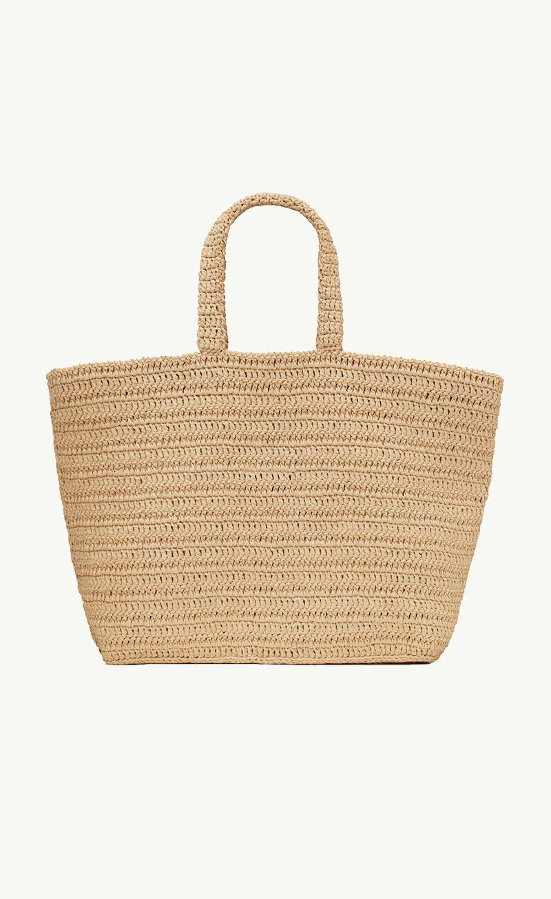 SAINT LAURENT Rive Gauche Supple Crochet Tote Bag in Natural Raffia 1
