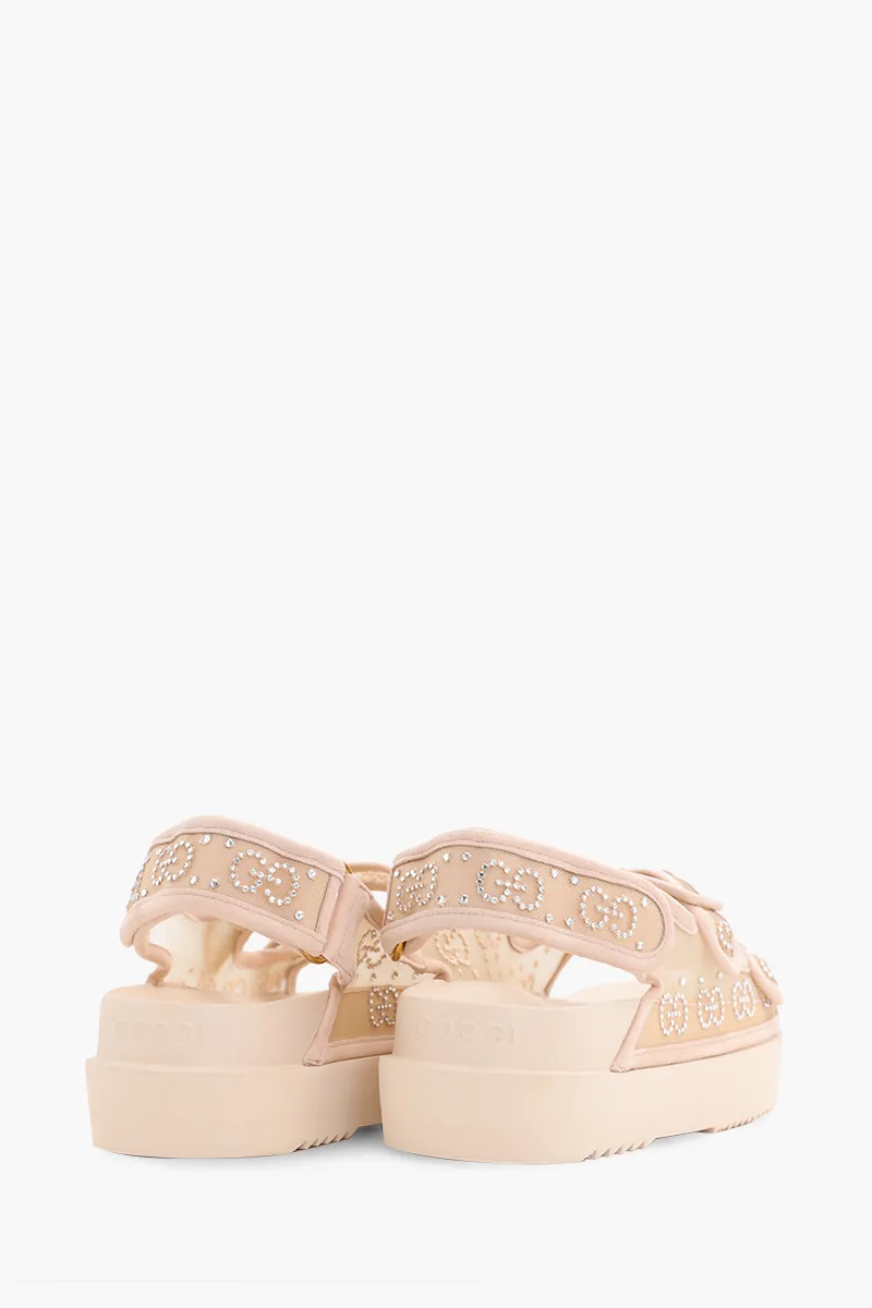 GUCCI Women GG Crystals Sling Sandals in Rose Beige 2