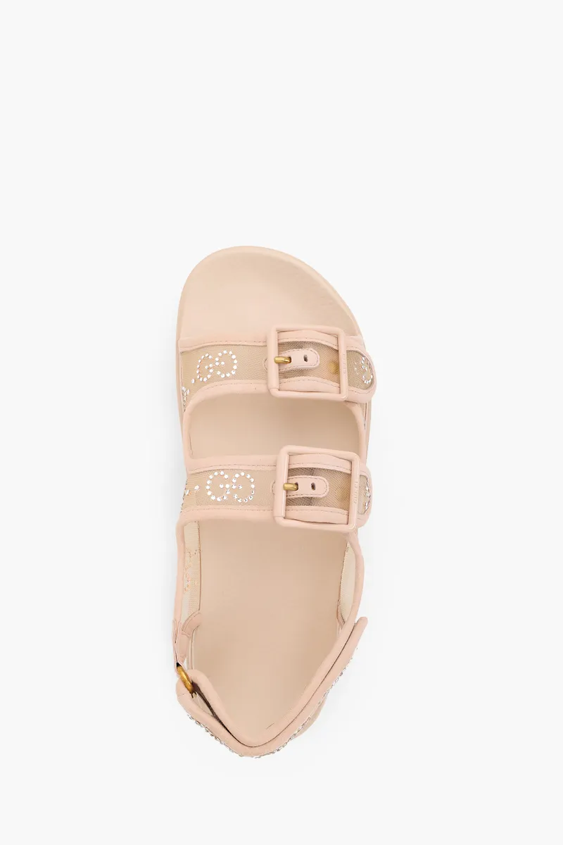 GUCCI Women GG Crystals Sling Sandals in Rose Beige 3