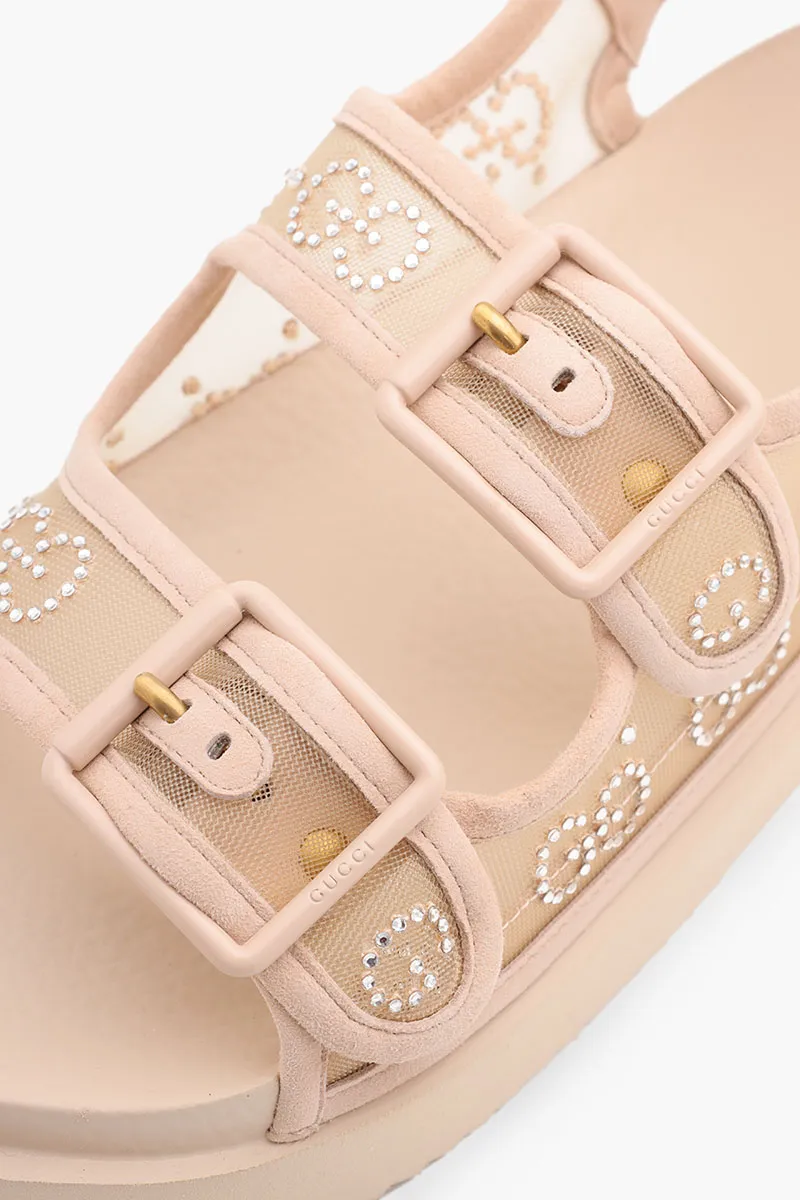 GUCCI Women GG Crystals Sling Sandals in Rose Beige 4