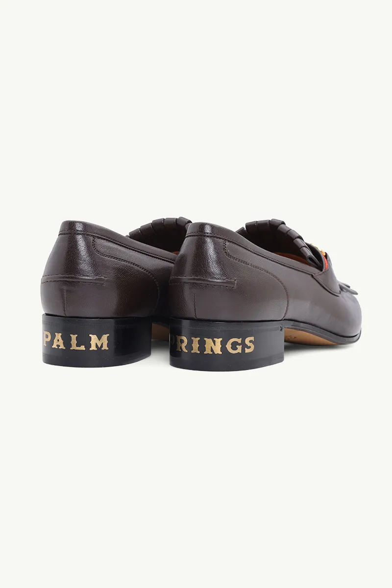 GUCCI Men Horsebit Fringe Loafer 35mm in Black with 'Palm Springs' on Back 2