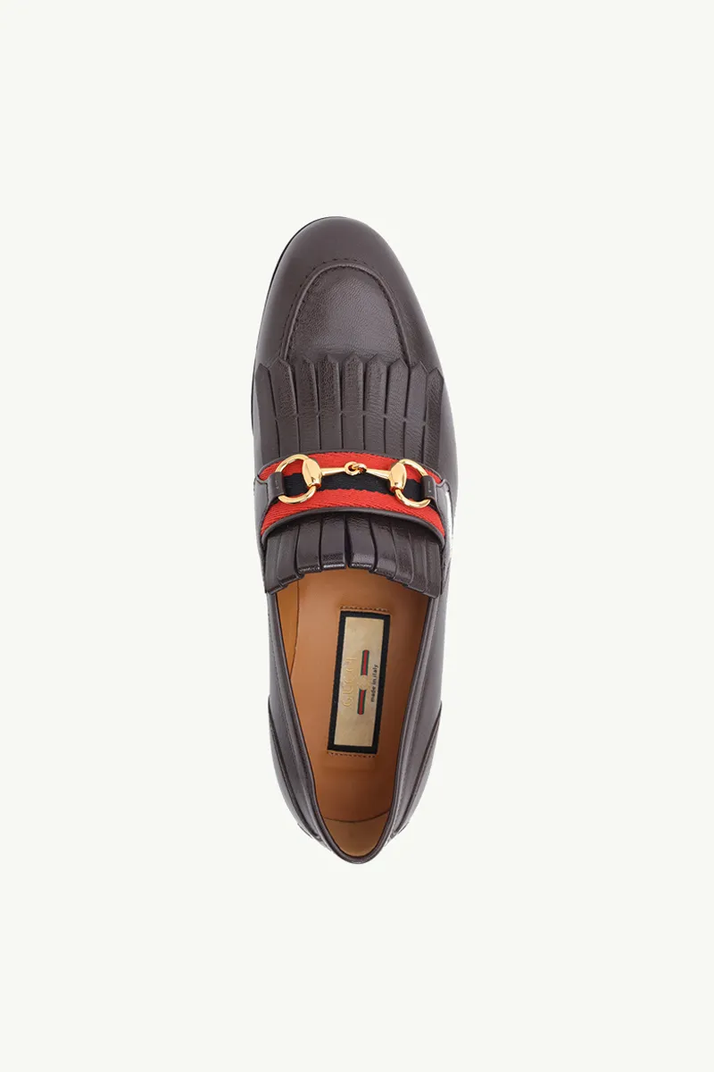 GUCCI Men Horsebit Fringe Loafer 35mm in Black with 'Palm Springs' on Back 3