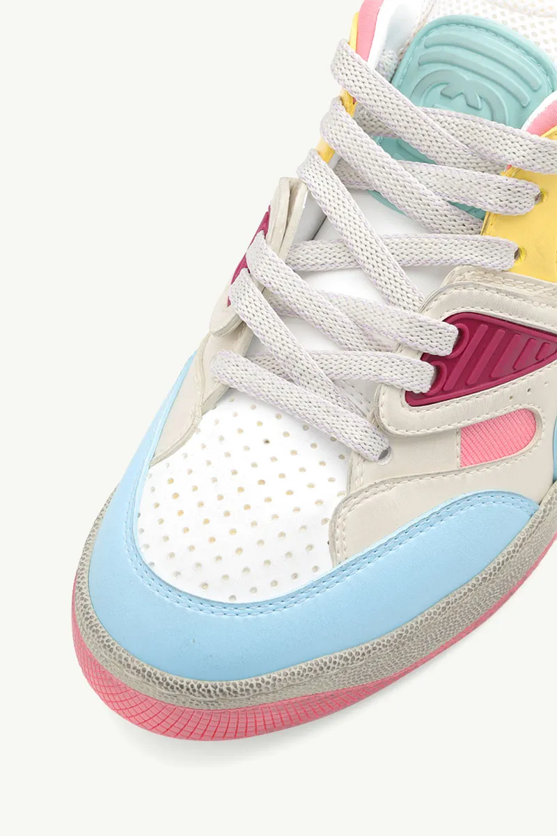 GUCCI Women Basket Sneakers in Light Blue Multicolor Rubber 4