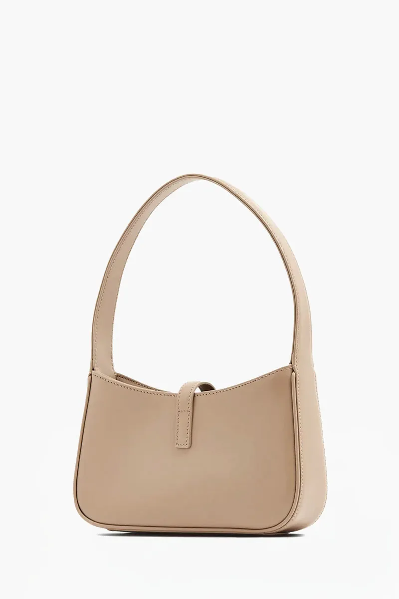 SAINT LAURENT Mini Le 5 A 7 Hobo Bag in Dark Beige Smooth Leather Bronze Hardware 1