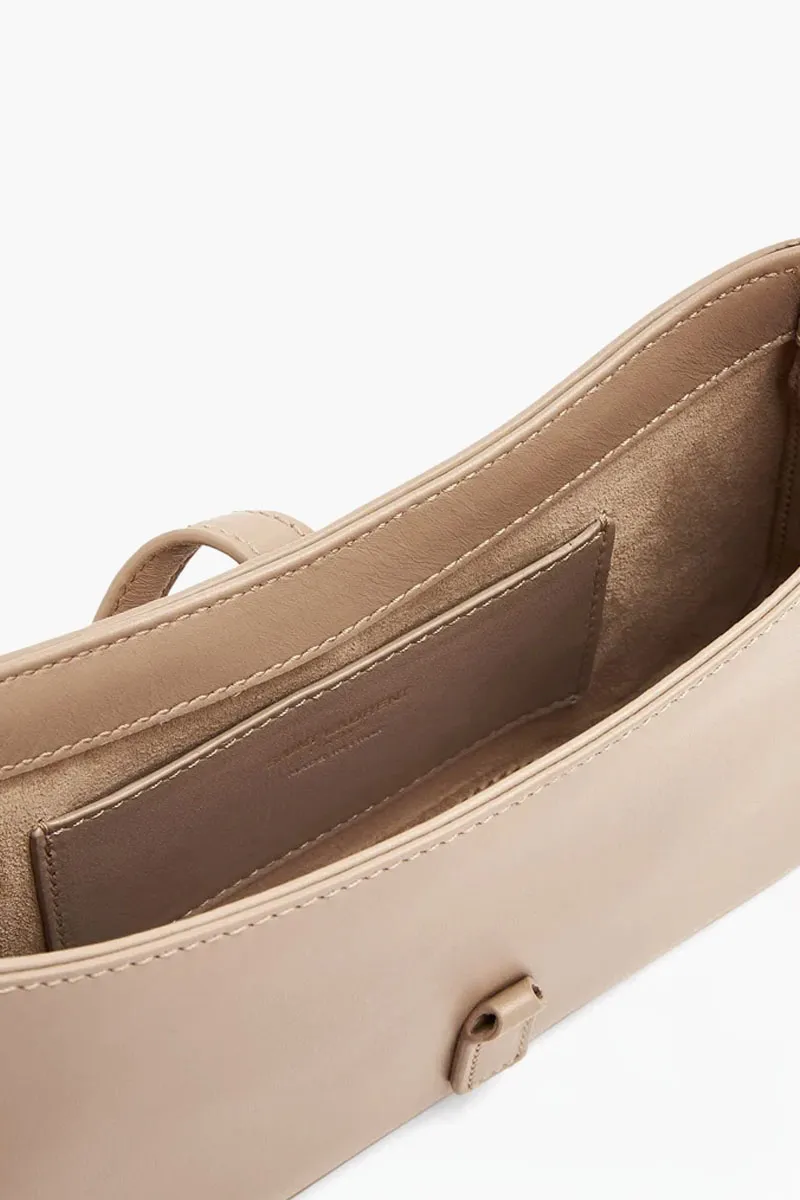 SAINT LAURENT Mini Le 5 A 7 Hobo Bag in Dark Beige Smooth Leather Bronze Hardware 2