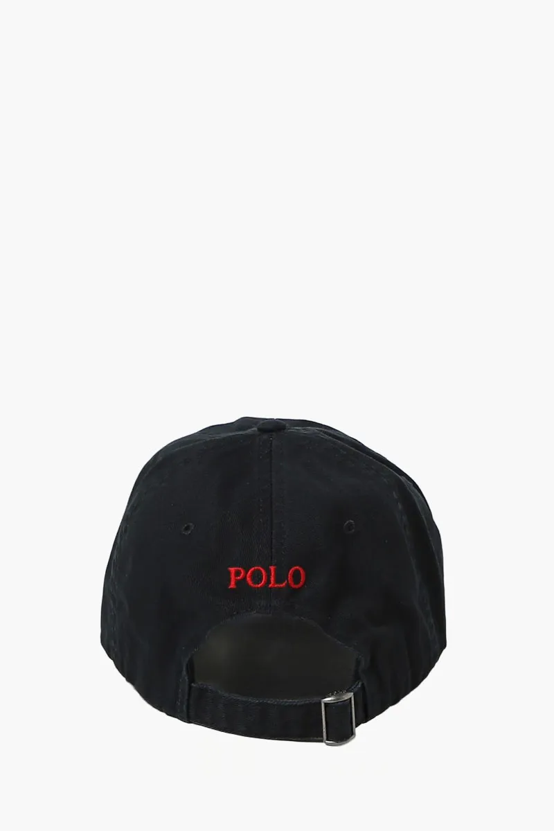 POLO RALPH LAUREN The Iconic Embroidered Logo Baseball Cap in Black/Red Cotton 2