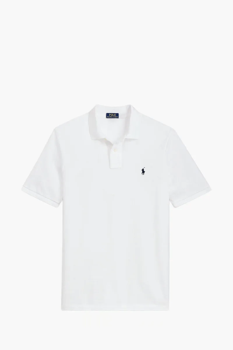 POLO RALPH LAUREN Men Embroidered Logo Slim Fit Polo Shirt in White Pique Cotton 0