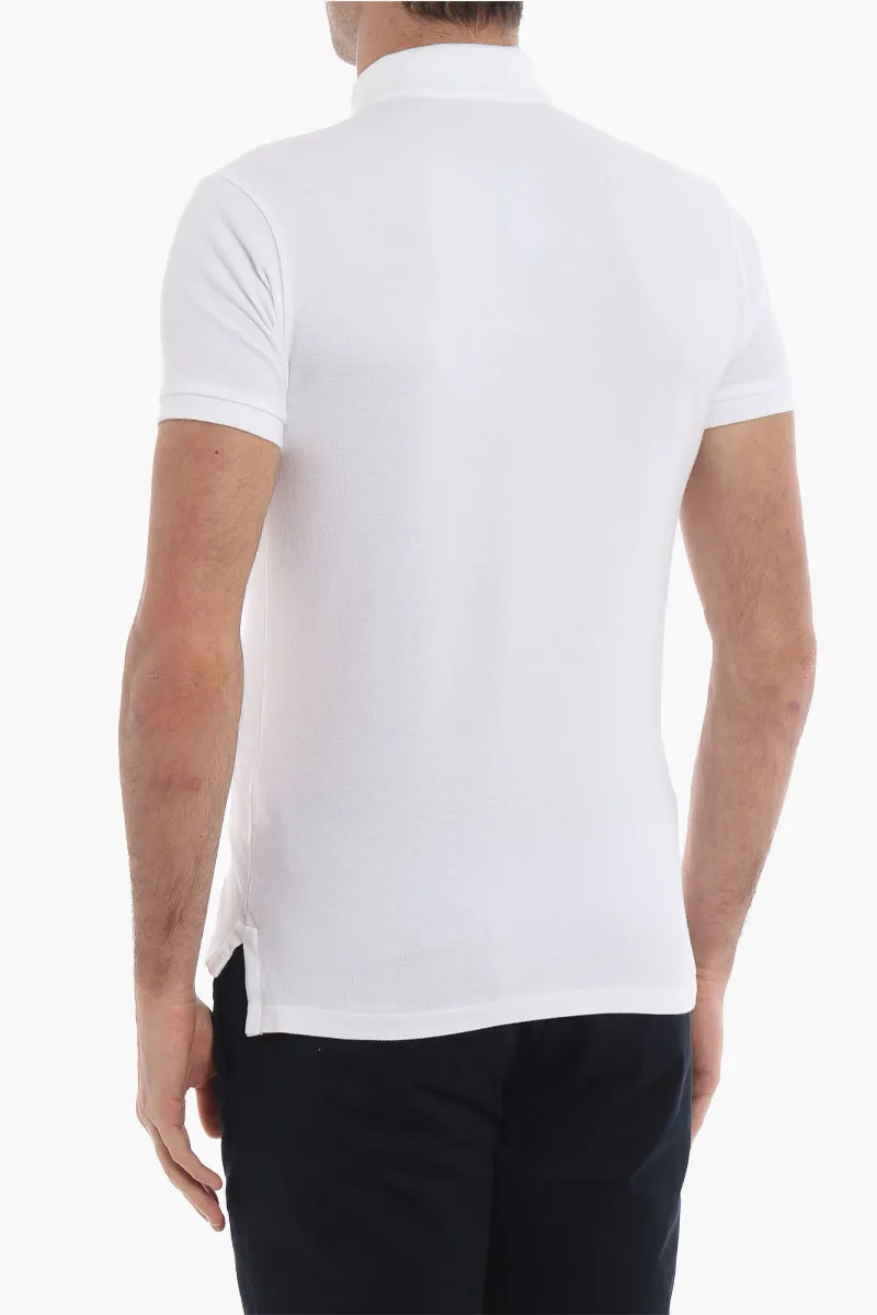 POLO RALPH LAUREN Men Embroidered Logo Slim Fit Polo Shirt in White Pique Cotton 2