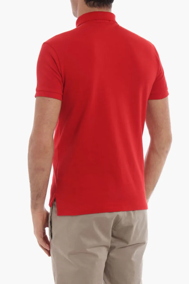 POLO RALPH LAUREN Men Embroidered Logo Slim Fit Polo Shirt in Red Pique Cotton 2