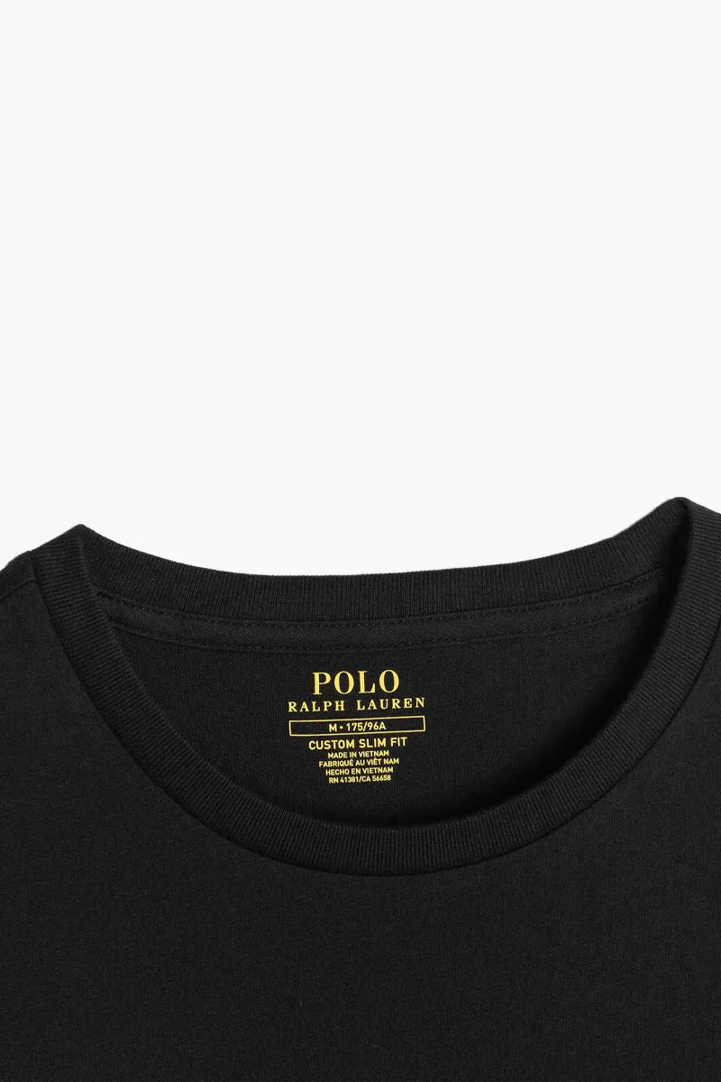 POLO RALPH LAUREN Men Logo Crewneck T-Shirt in RL Black/Red Jersey Cotton 3