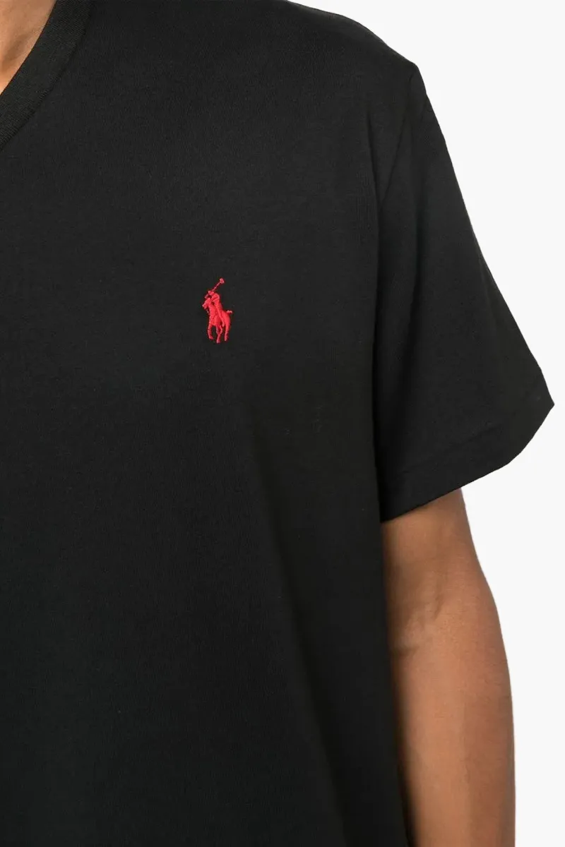 POLO RALPH LAUREN Men Short Slevee V-neck T-Shirt in Black Cotton 3