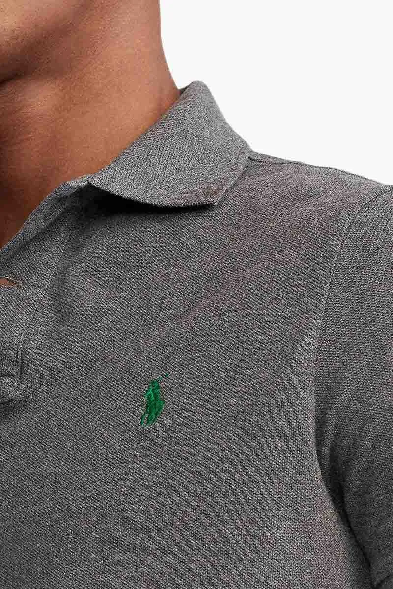 POLO RALPH LAUREN Men The Iconic Mesh Custom Fit Polo Shirt in Barclay Heather/Green Cotton 3