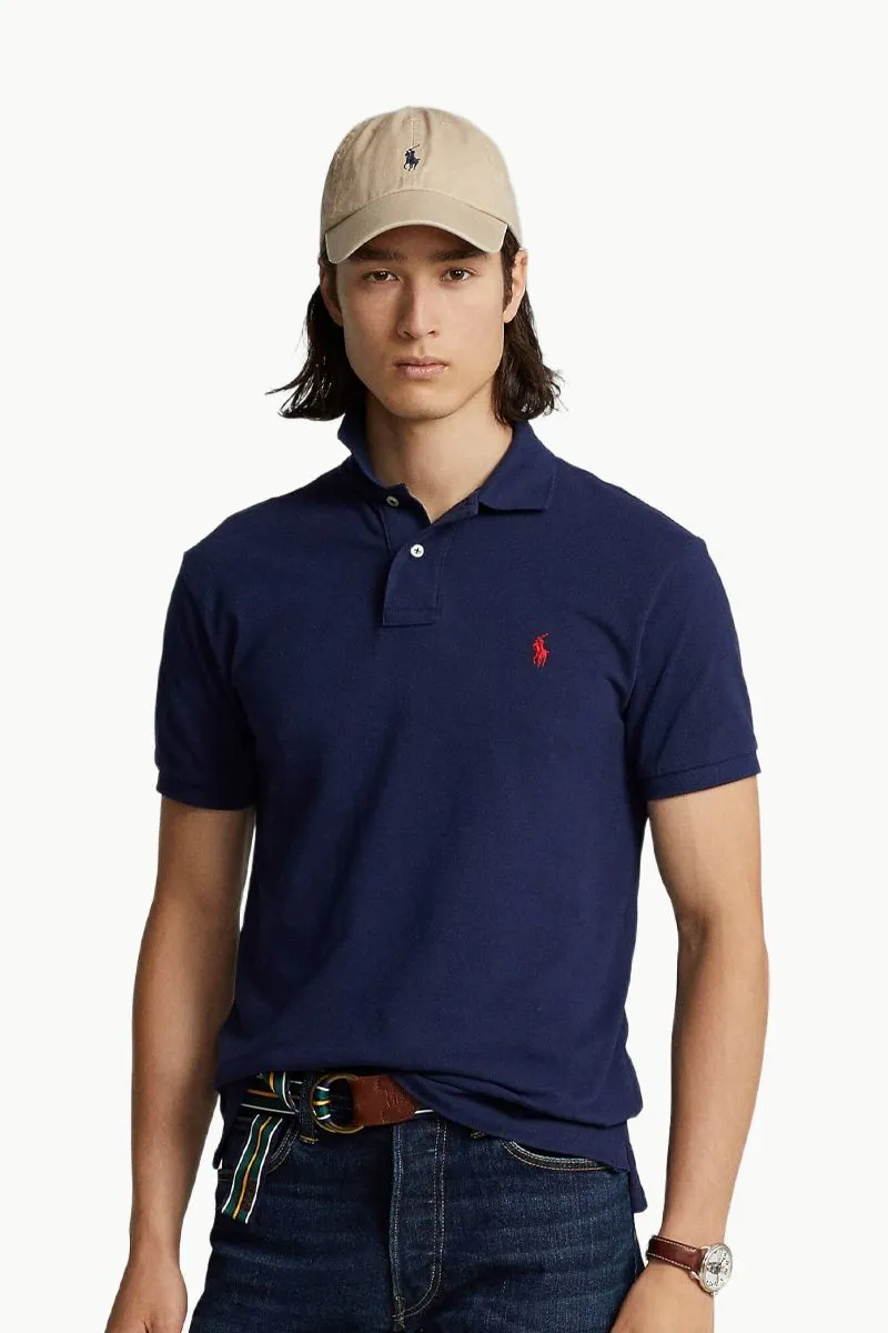 POLO RALPH LAUREN Men The Iconic Mesh Classic Fit Polo Shirt in Navy/Red Cotton 1