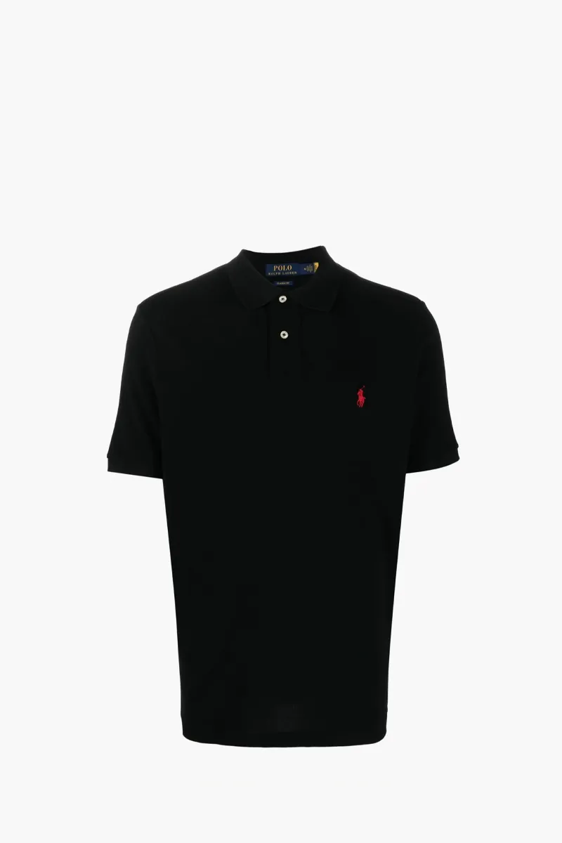 POLO RALPH LAUREN Men The Iconic Mesh Classic Fit Polo Shirt in Black/Red Cotton 0