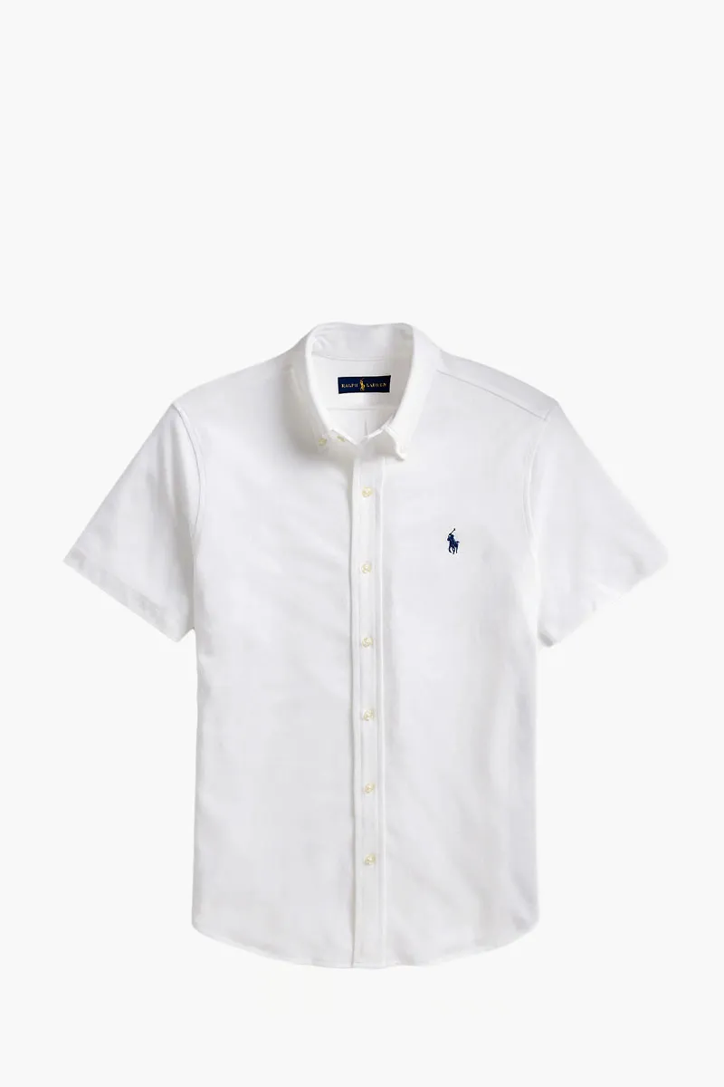 POLO RALPH LAUREN Men Embroidered Logo Short Slevee Classic Fit Shirts in White Cotton 0