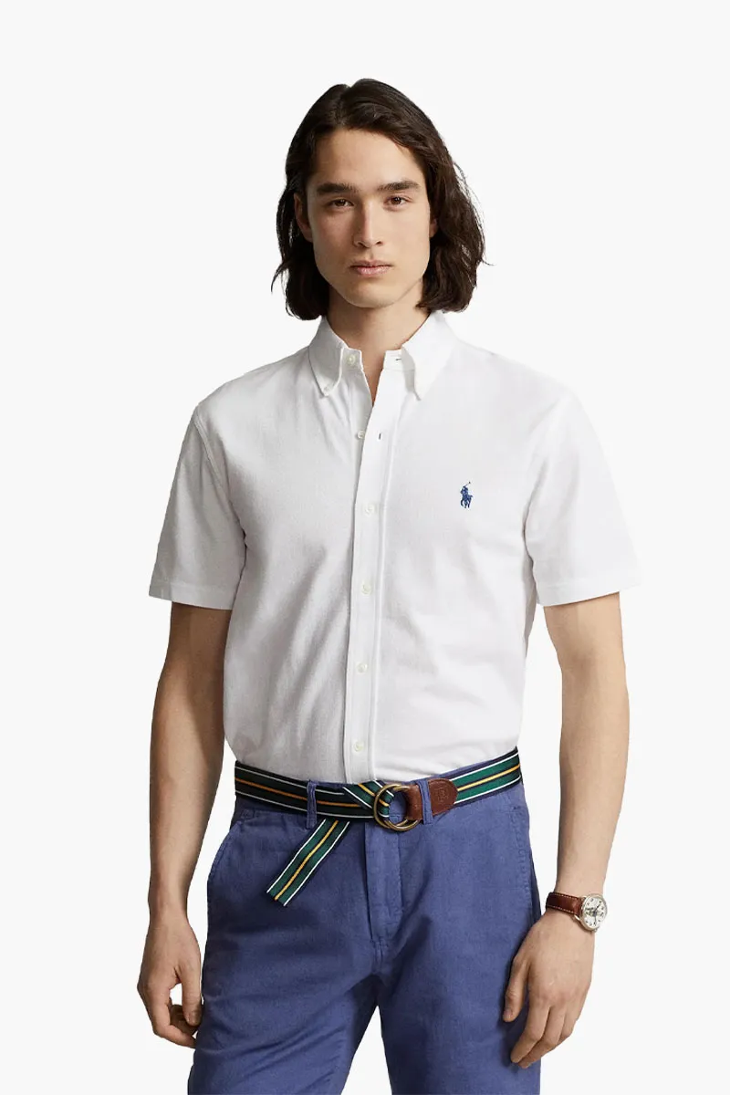 POLO RALPH LAUREN Men Embroidered Logo Short Slevee Classic Fit Shirts in White Cotton 1