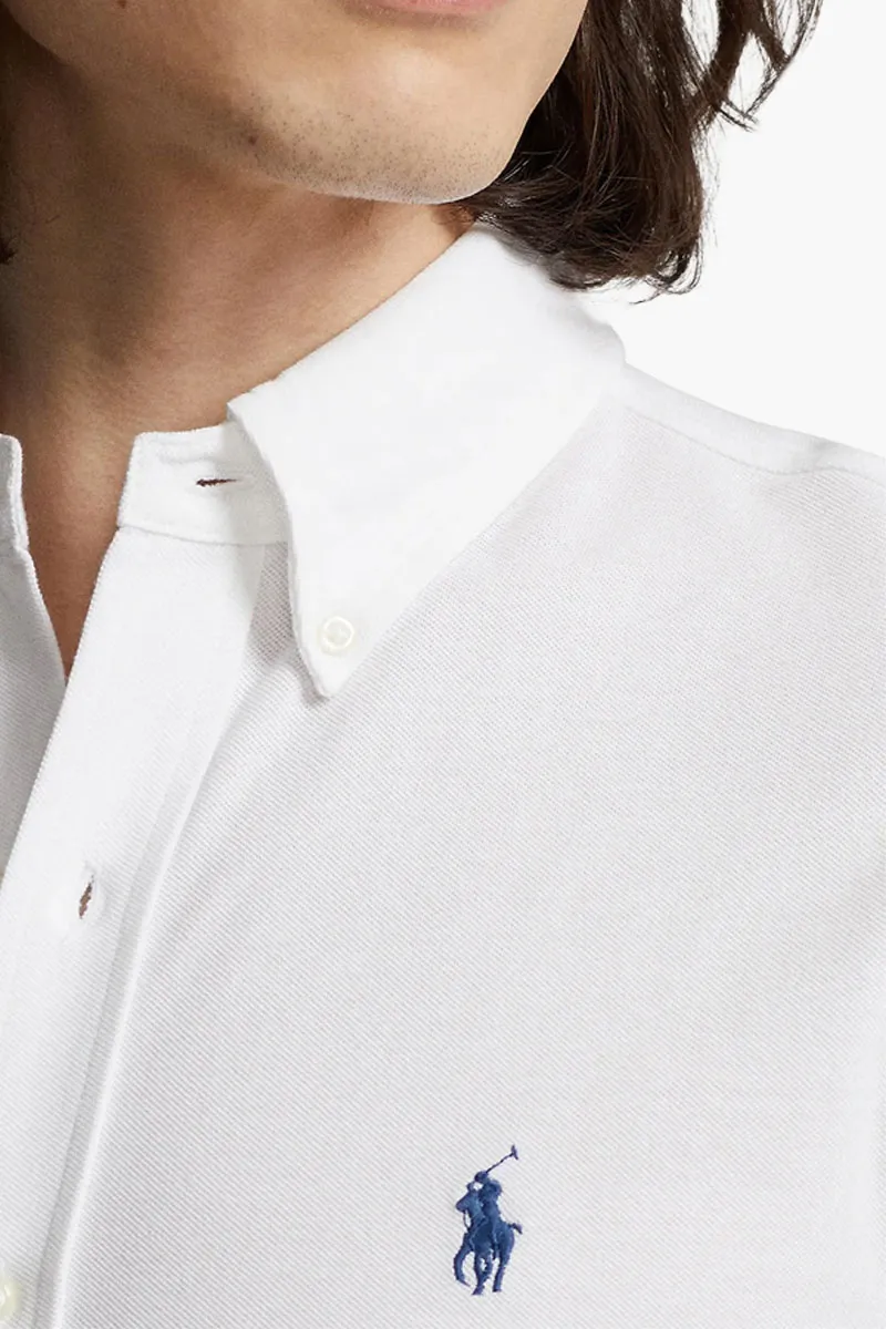 POLO RALPH LAUREN Men Embroidered Logo Short Slevee Classic Fit Shirts in White Cotton 3