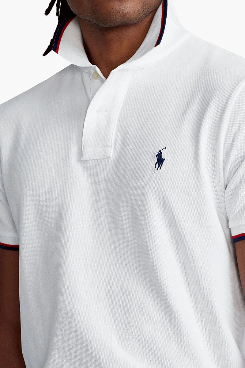 POLO RALPH LAUREN Men Slim Fit Mesh Polo Shirt In White Cotton 3
