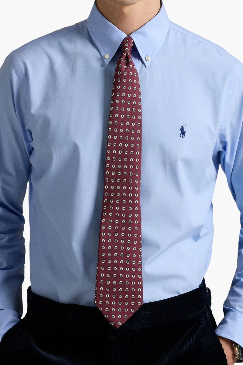 POLO RALPH LAUREN Men Custom Fit Stretch Poplin Shirt in Blue End On End Cotton 2