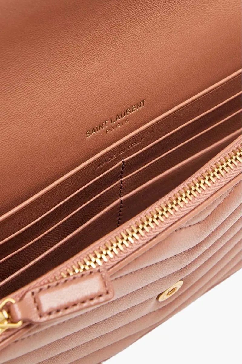 SAINT LAURENT Wallet on Chain 19cm in Barely Pink Lambskin GHW 3