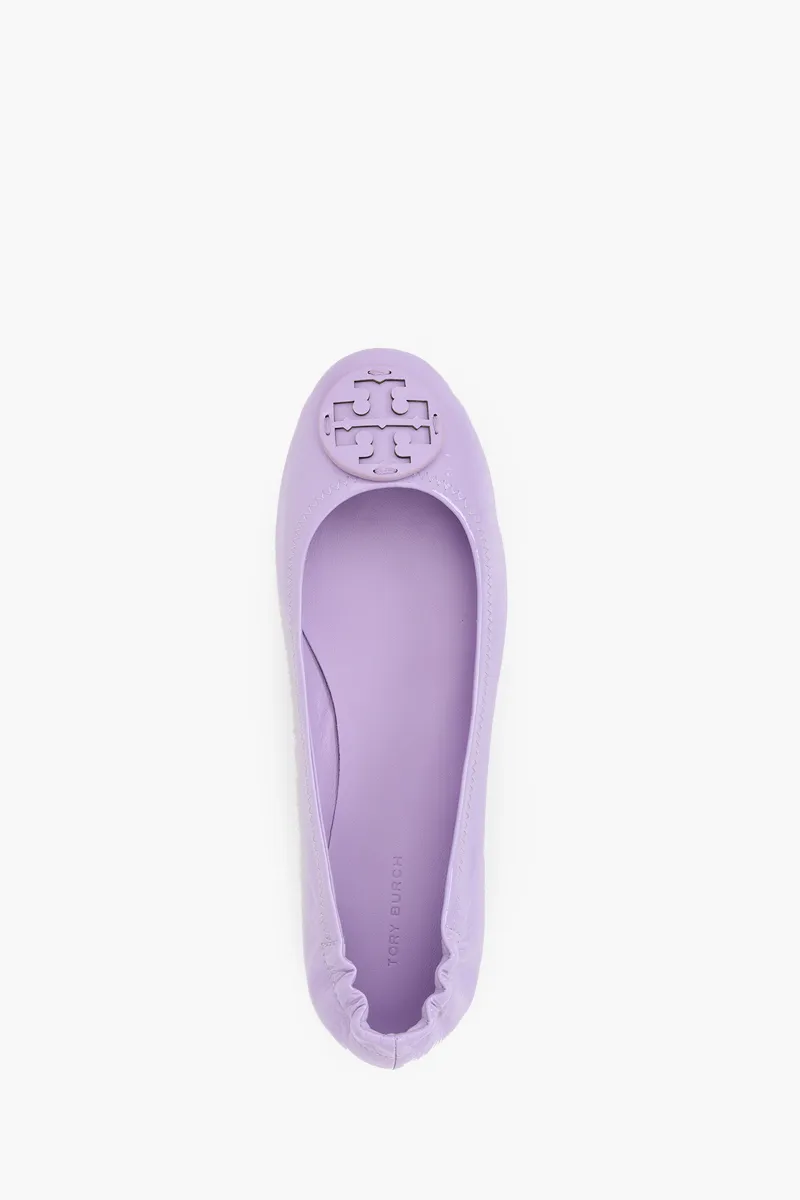 TORY BURCH Minnie Travel Flat in Lavender Clouds Patent 3