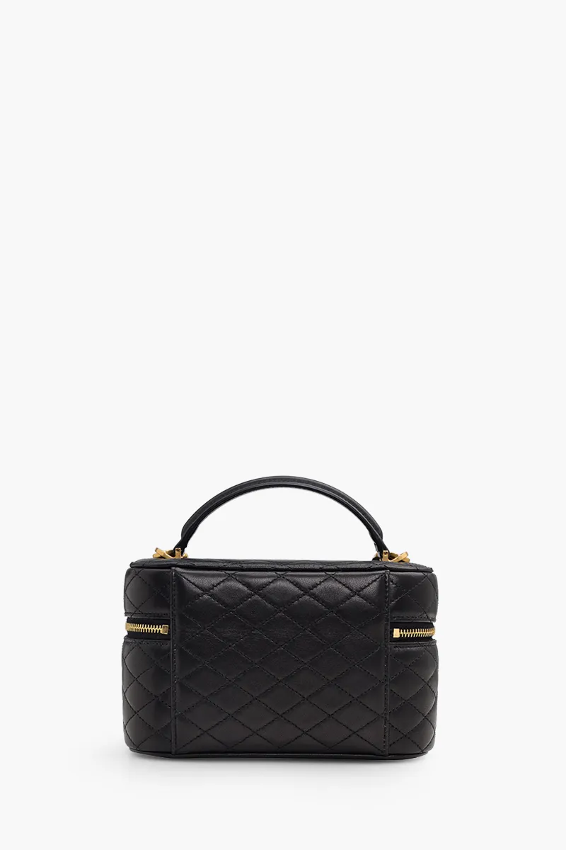 SAINT LAURENT Gaby Vanity Top Handle Mini Shoulder Bag in Black Lambskin
1