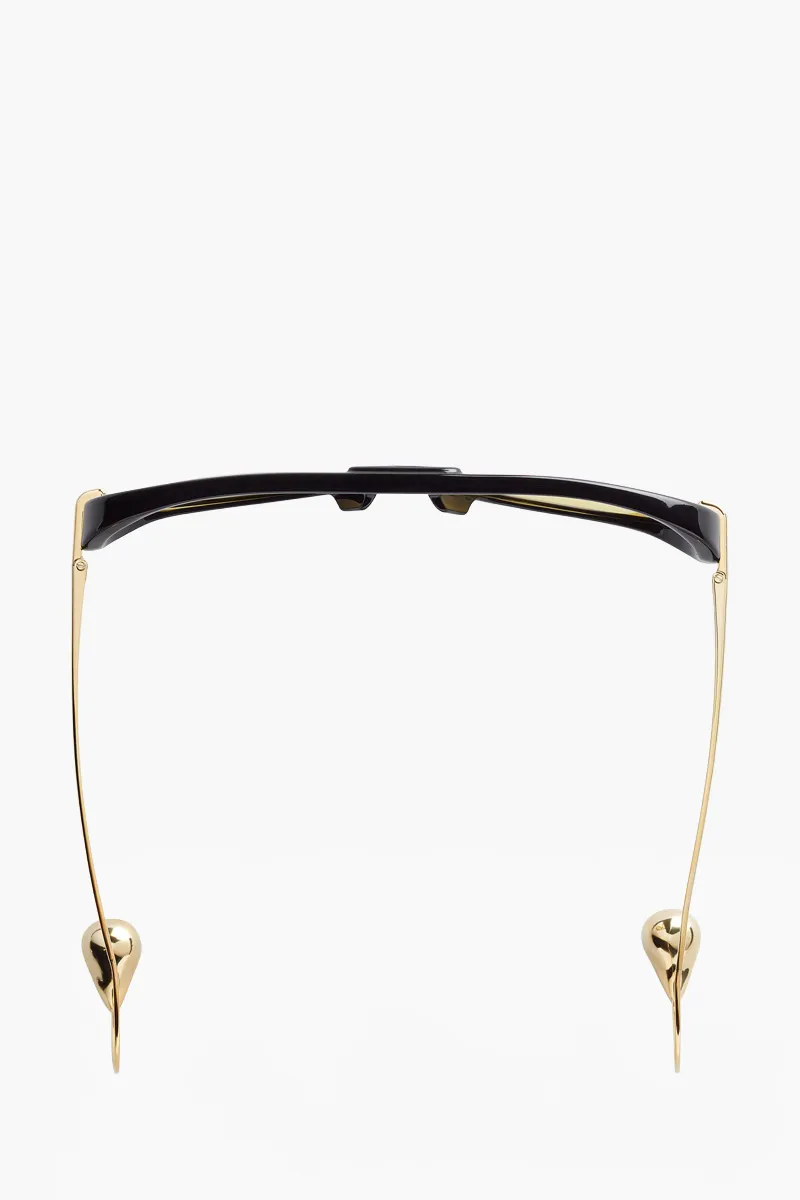 BOTTEGA VENETA Women Drop Aviator Sunglasses in Black/Yellow Acetate
 2