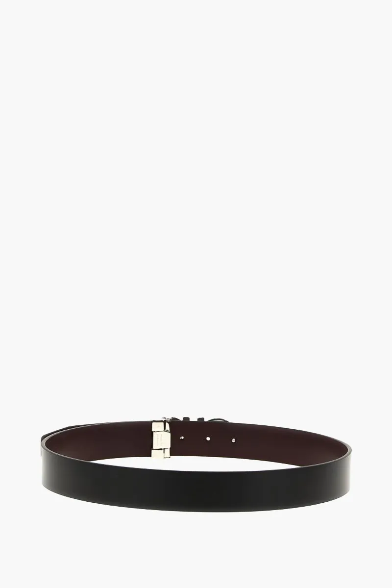 FERRAGAMO Men Reversible Adjustable Gancini Belt 3.5cm in Black/Dark Barolo Calfskin 2