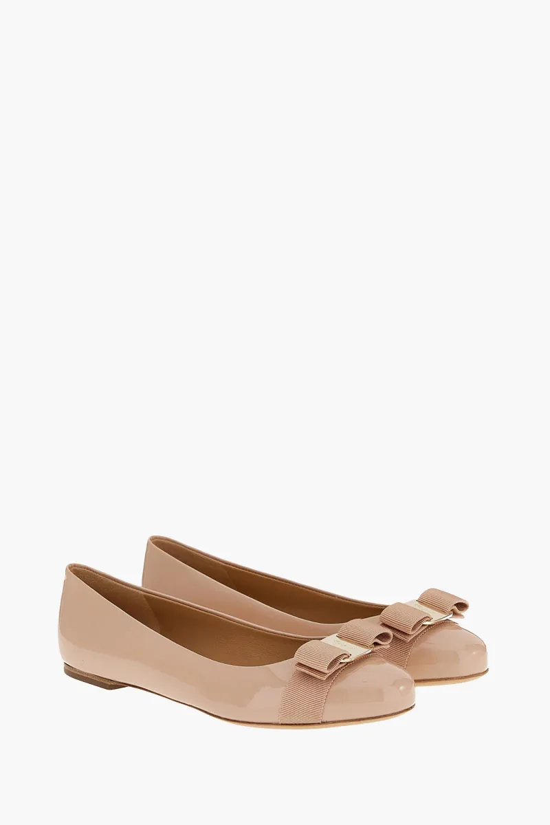FERRAGAMO Women Varina Ballerina in Amaretti Patent Leather 2