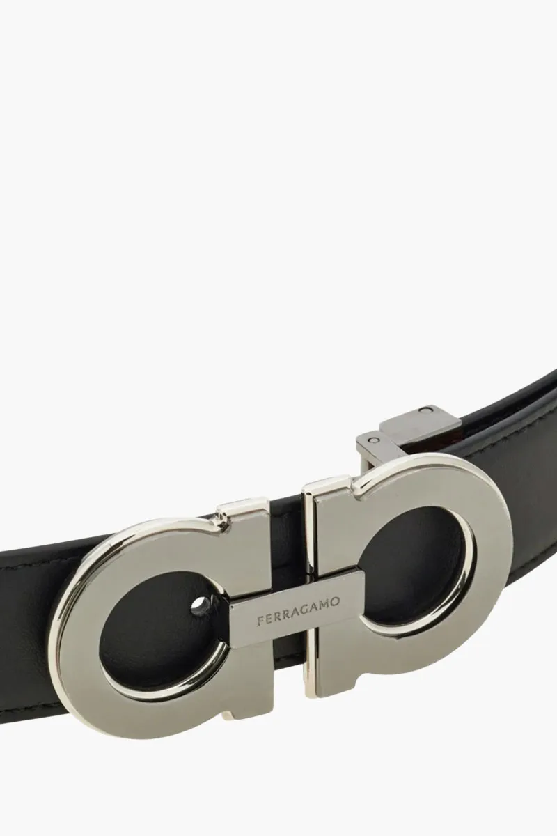 FERRAGAMO Men Reversible Gancini Belt 3.2cm in Black/Cognac Calf RHW 2