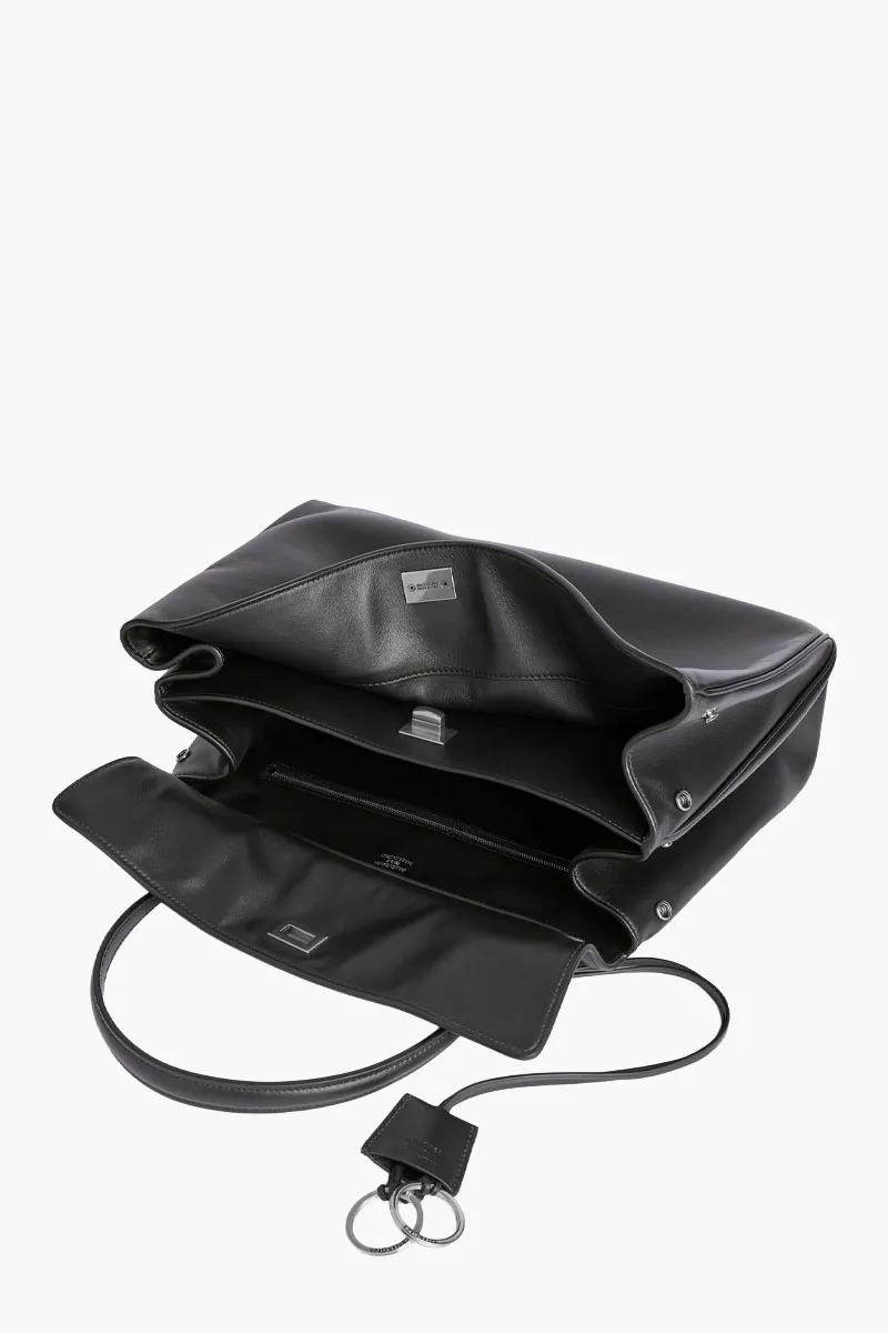 BALENCIAGA Medium Rodeo Handbag in Black Smooth Calfskin SHW 4