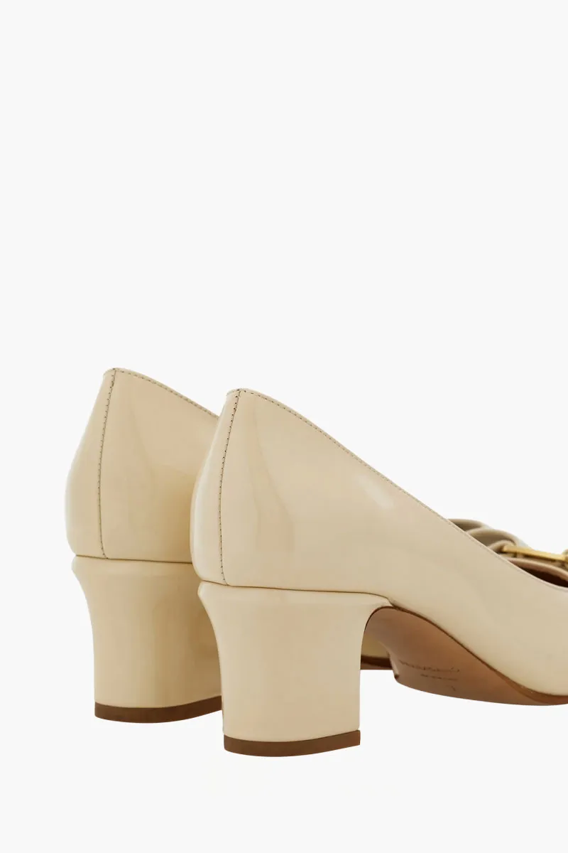 FERRAGAMO Vara Bow Block Heel Pumps 55mm in Mascarpone Nappa Leather 2