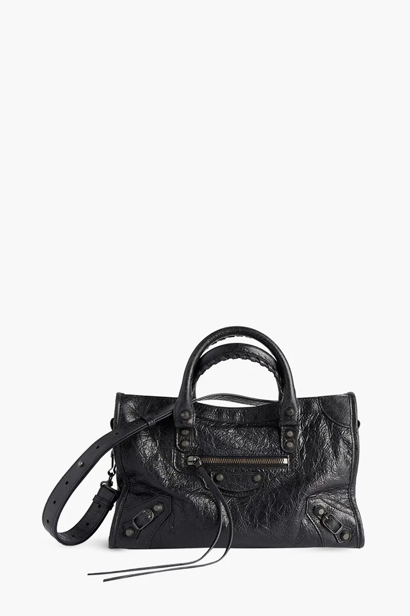 BALENCIAGA Small Le City Bag in Black Brass Hardware Arena Storico Lambskin 0