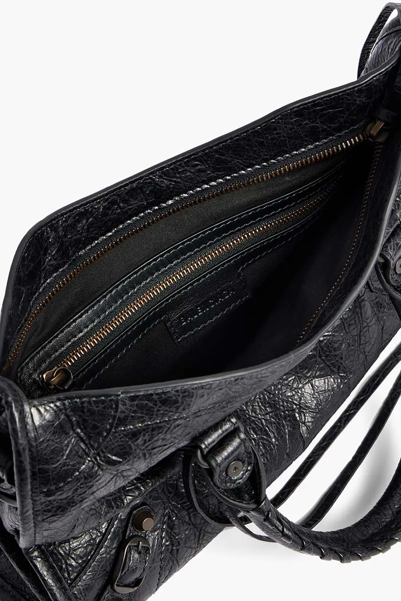 BALENCIAGA Small Le City Bag in Black Brass Hardware Arena Storico Lambskin 3