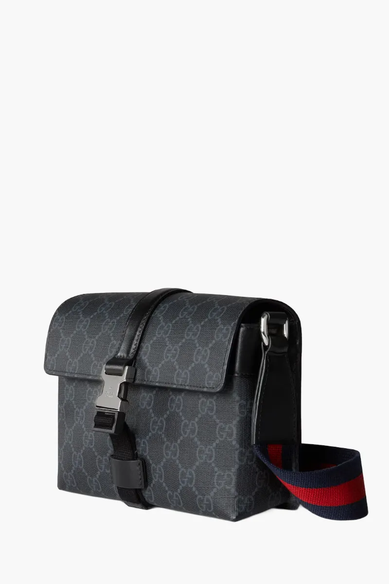 GUCCI Super Mini GG Supreme Crossbody Bag in Black Canvas 1