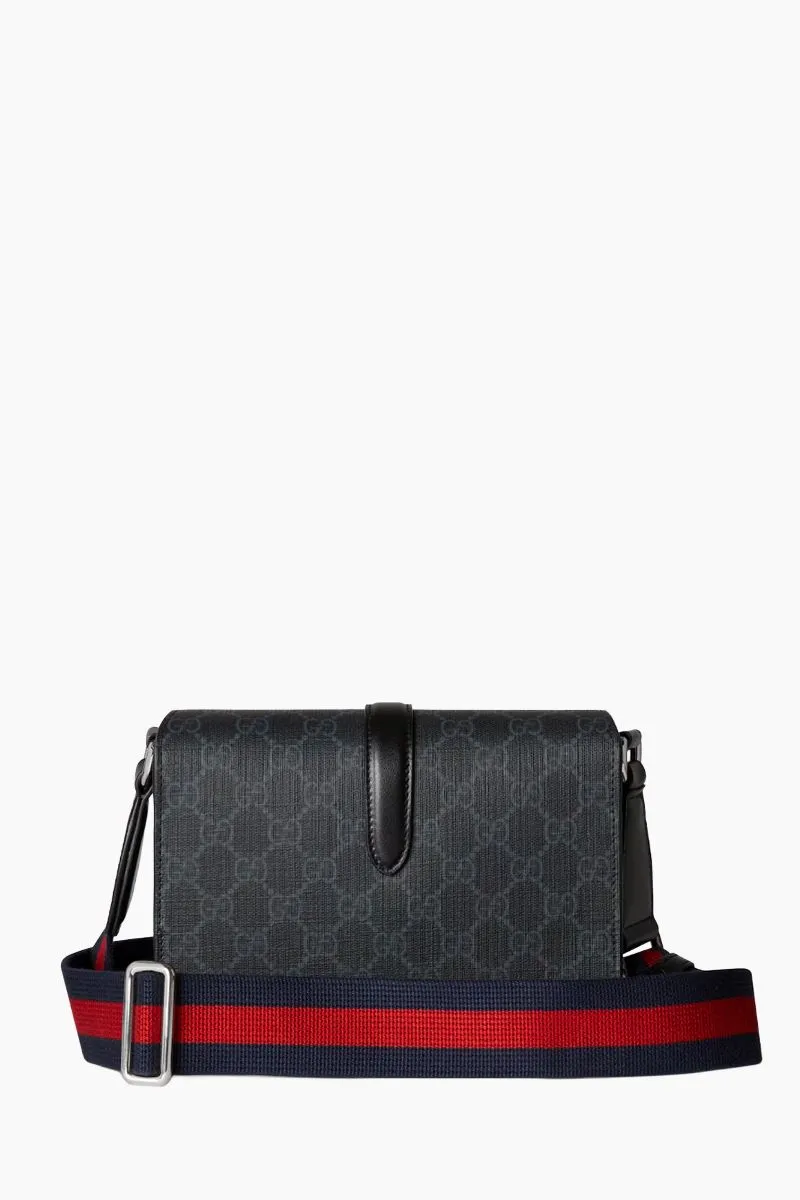 GUCCI Super Mini GG Supreme Crossbody Bag in Black Canvas 2