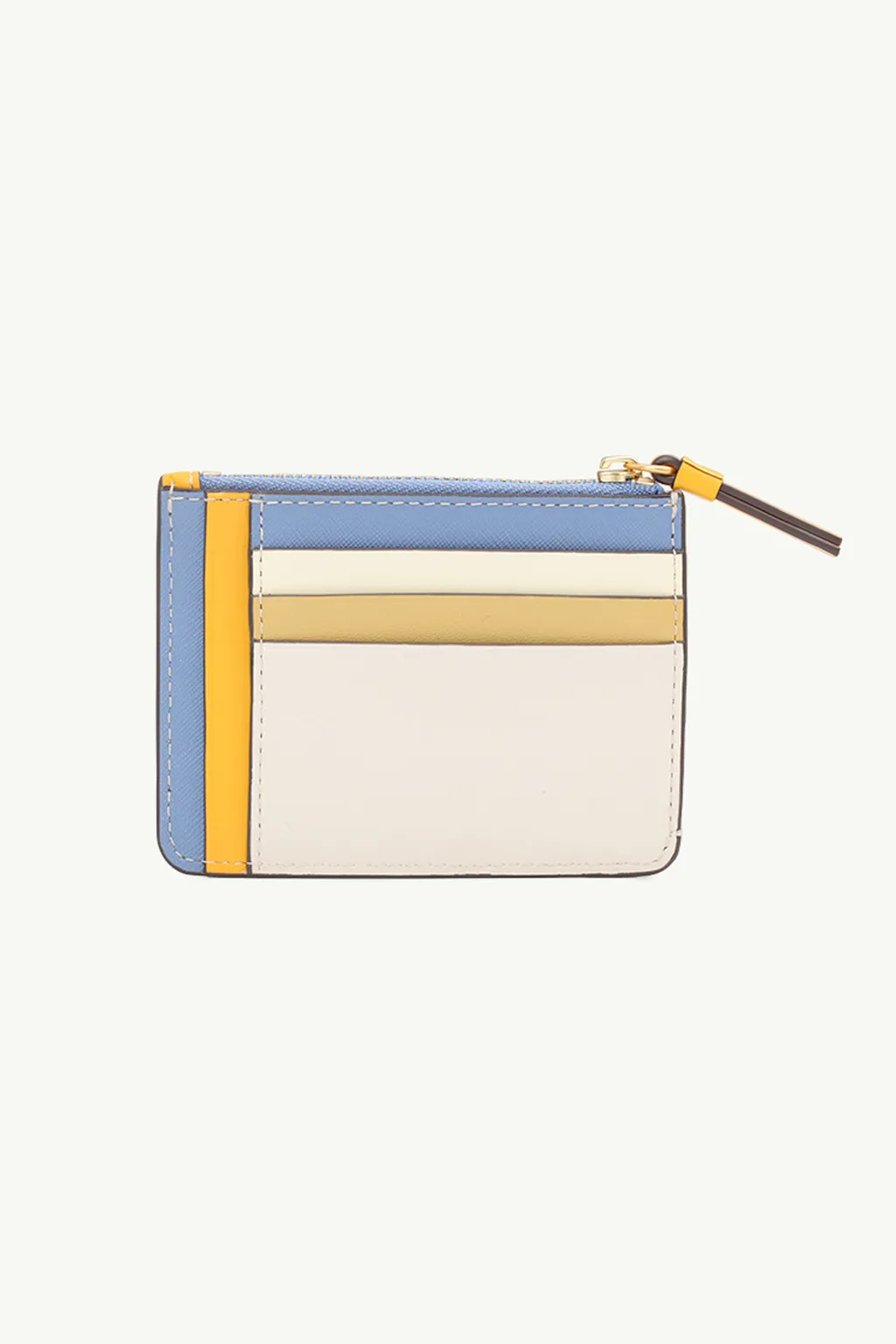 TORY BURCH Robinson Color-Block Top Zip Card Case in Bluewood Multicolor 1