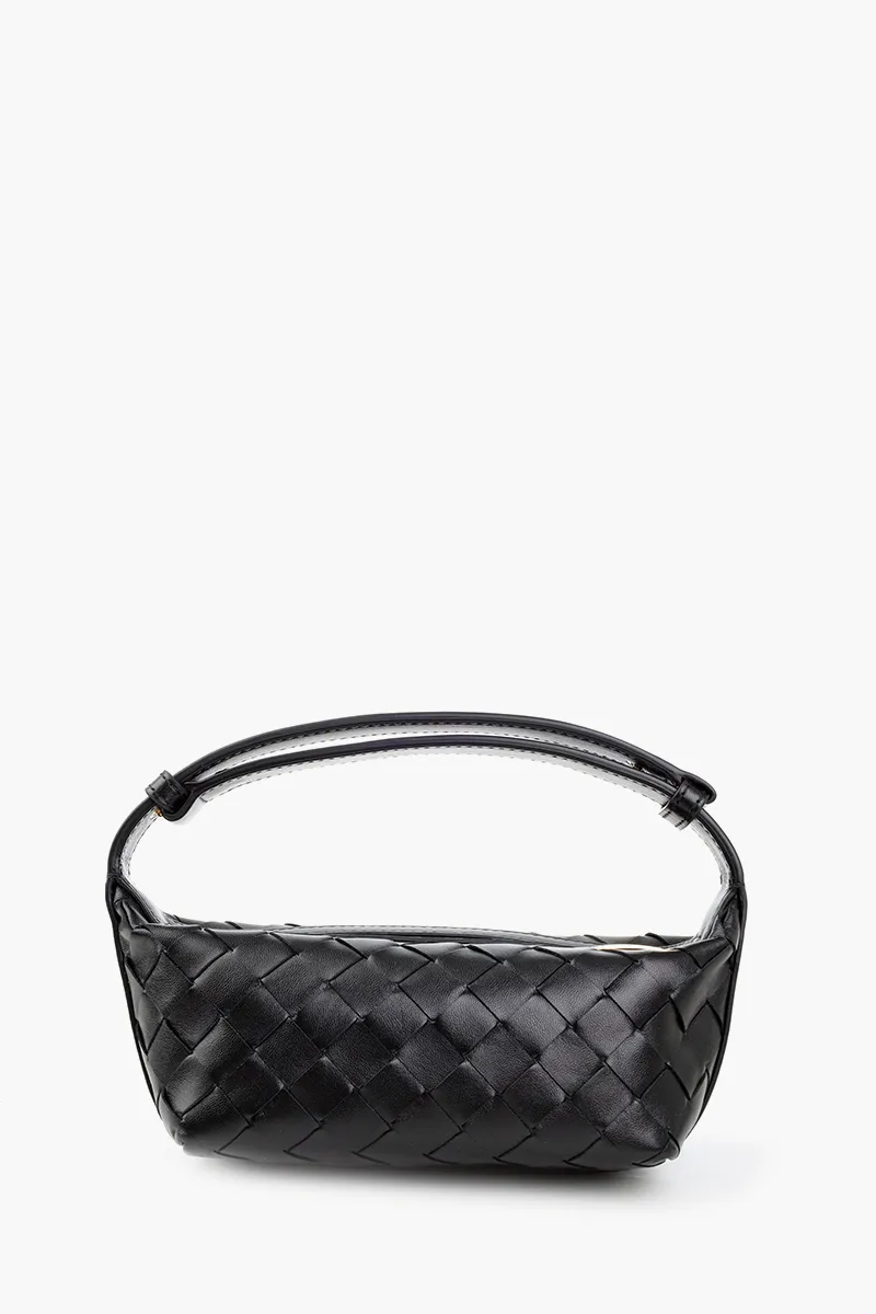 BOTTEGA VENETA Wallace Town Intrecciato Pouch Shoulder Bag in Black GHW Leather 2