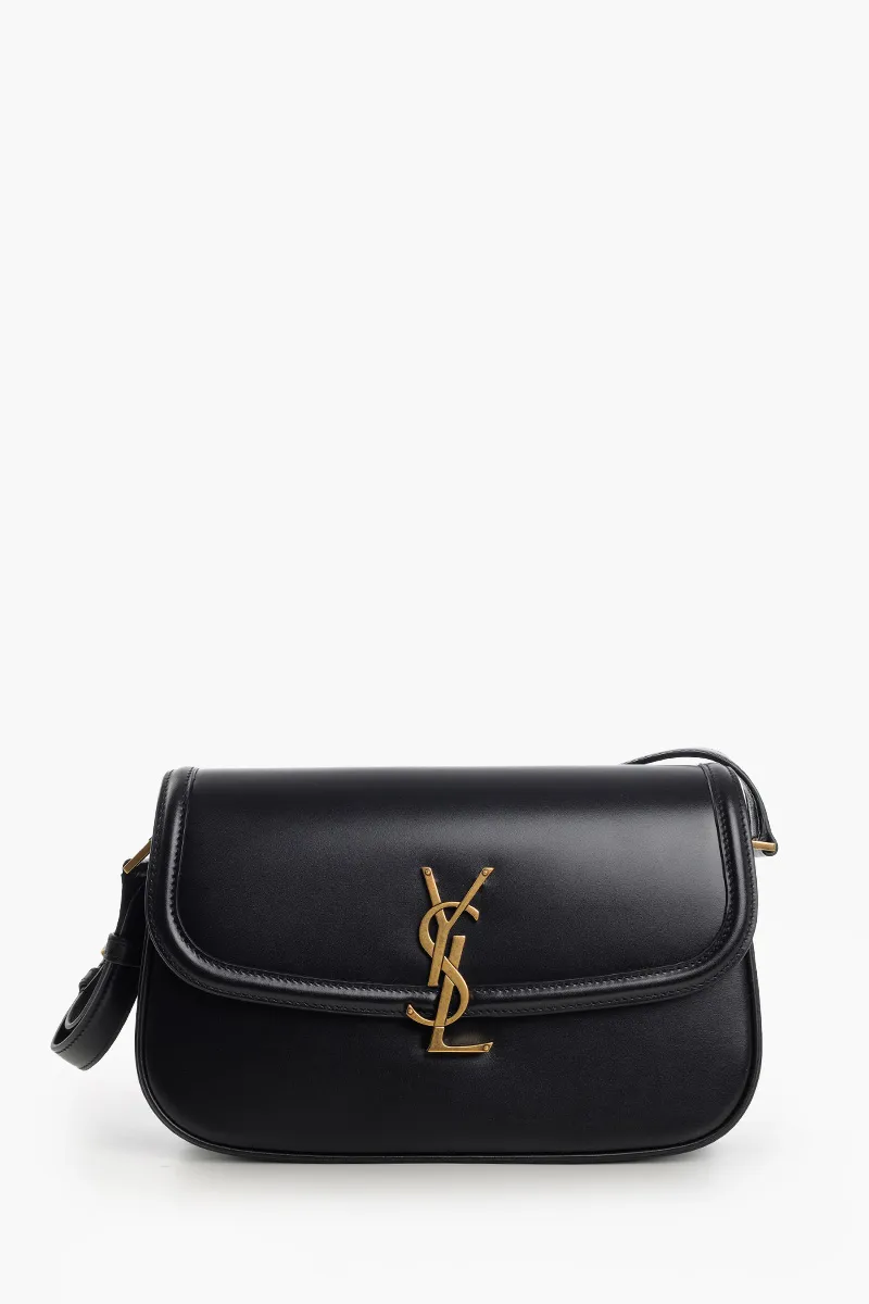 SAINT LAURENT Small Solferino Shoulder Bag in Black Box Leather 0