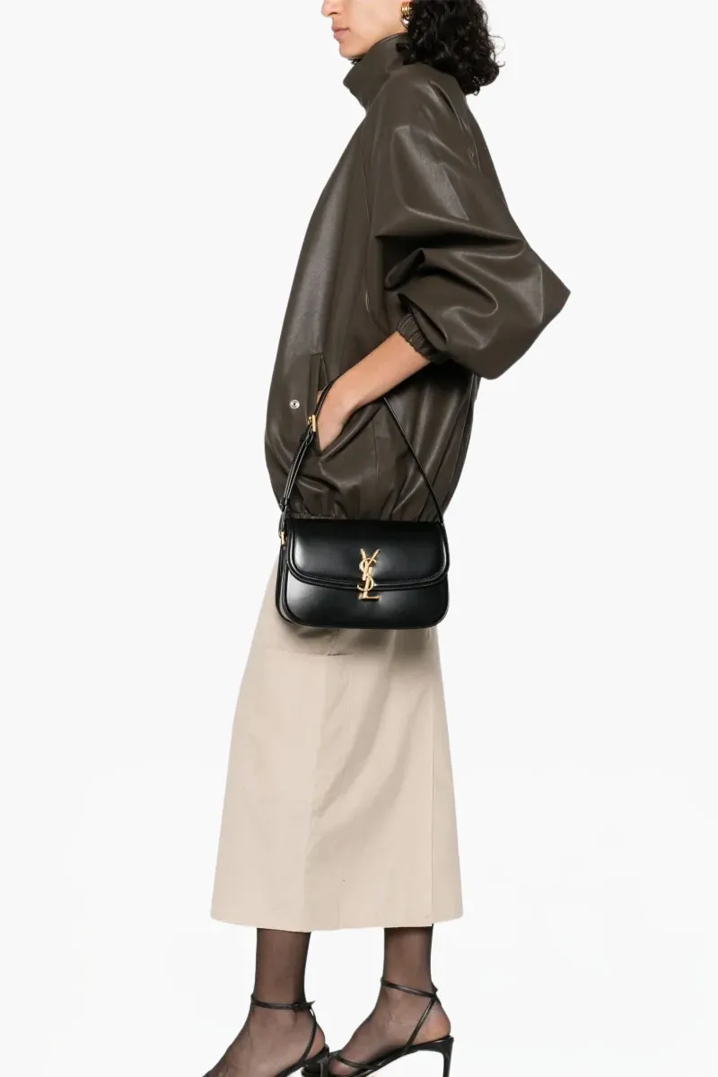 SAINT LAURENT Small Solferino Shoulder Bag in Black Box Leather 3