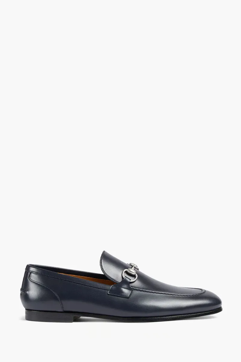 GUCCI Men Jordaan Horsebit Loafer in Dark Blue Leather 0