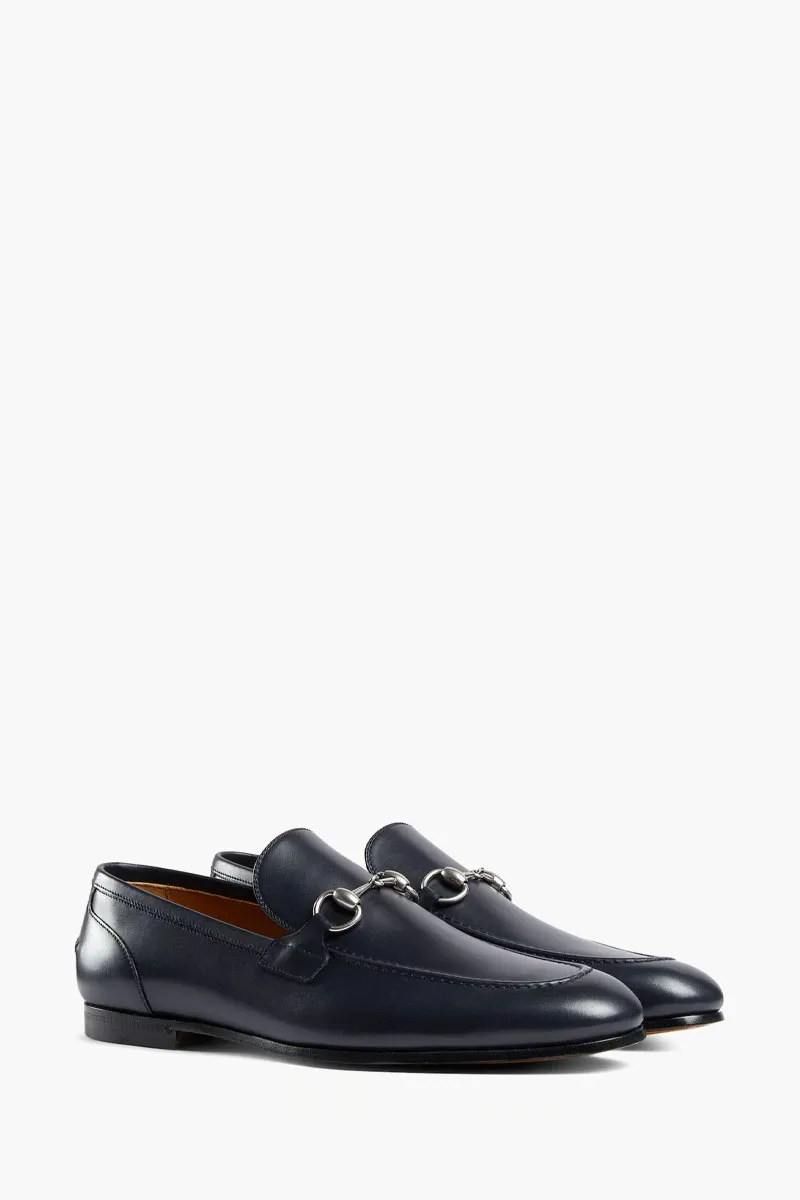 GUCCI Men Jordaan Horsebit Loafer in Dark Blue Leather 1