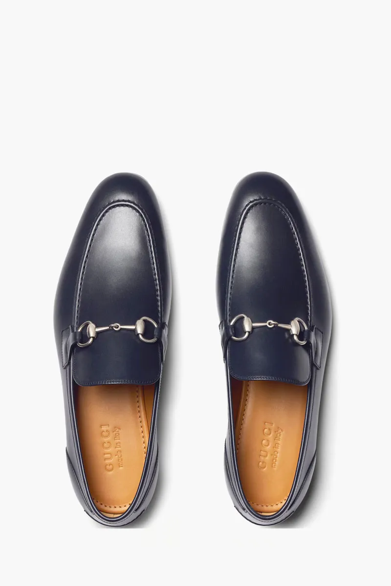 GUCCI Men Jordaan Horsebit Loafer in Dark Blue Leather 2