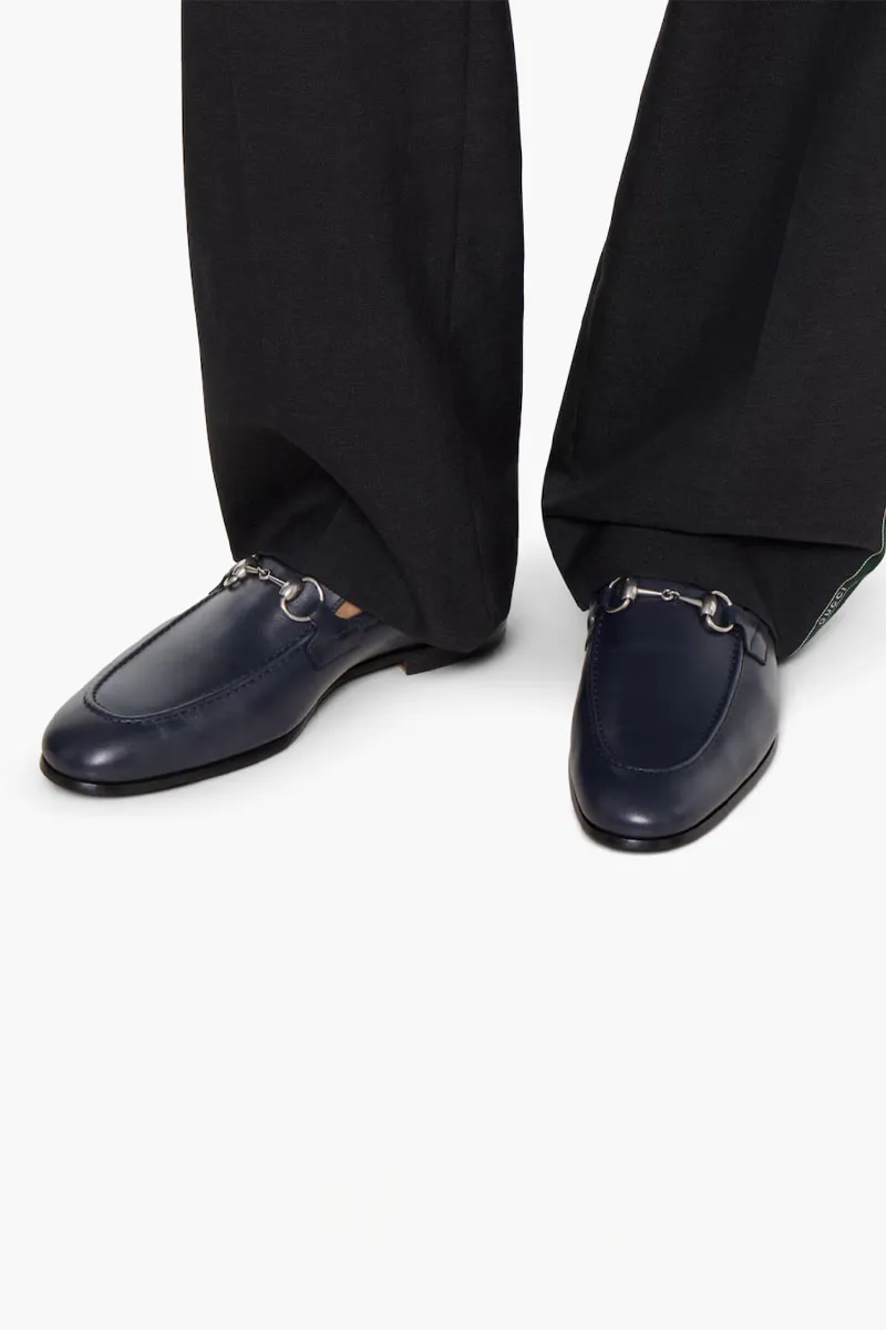 GUCCI Men Jordaan Horsebit Loafer in Dark Blue Leather 3