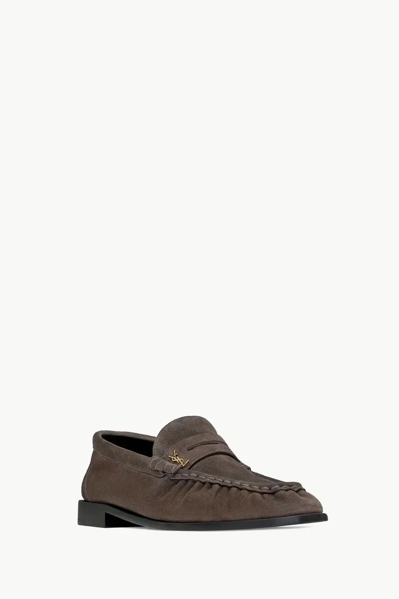 SAINT LAURENT Men Penny Le Loafers in Dark Chocolate Supple Suede 1